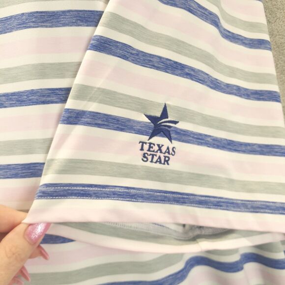 FootJoy FJ Golf Blue Pink Gray Striped Polo Shirt Men's Size 2XL Texas Star Logo - Picture 2 of 8